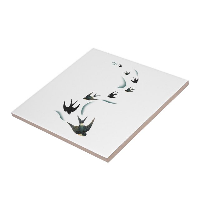 Vintage Swallow Birds Art Tile (Side)