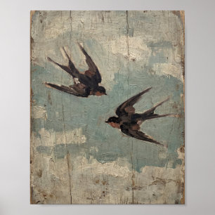 Vintage Swallow II Vintage Painting Poster