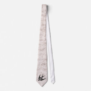 Vintage Swallow Illustration - 1800's Antique Bir Tie