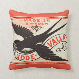 Vintage Swallow Label Art Cushion