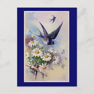Vintage Swallow Print Postcard