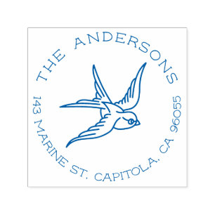 Vintage Swallow Tattoo Family Name Return Address Self-inking Stamp