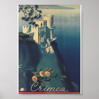 Vintage Swallows Nest Castle Architectural Art Poster
