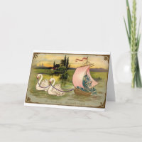 Vintage Swan Birthday Card