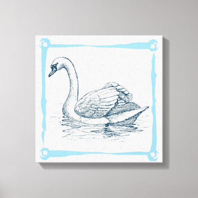 Vintage Swan Canvas Print (Front)