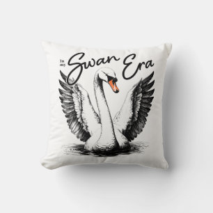Vintage Swan Era Black Print Cushion