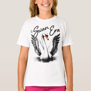 Vintage Swan Era Black Print Girl's T-Shirt