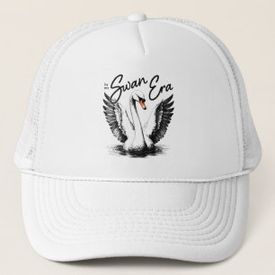 Vintage Swan Era Black Print Trucker Hat