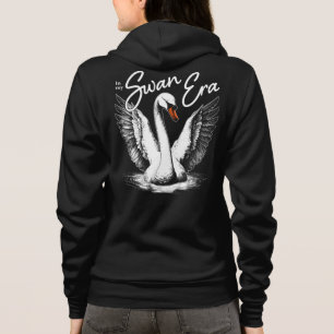 Vintage Swan Era White Print Front & Back Hoodie