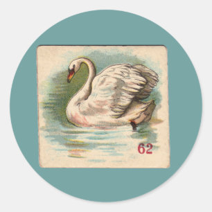 Vintage Swan Game Card Classic Round Sticker
