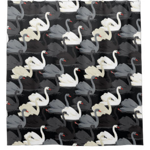 Vintage Swan Lake: Monotone Pattern. Shower Curtain