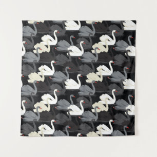 Vintage Swan Lake: Monotone Pattern. Tapestry