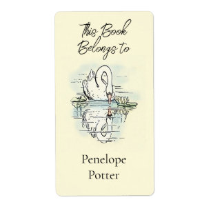Vintage Swan Reflection Colourized Book Plate 