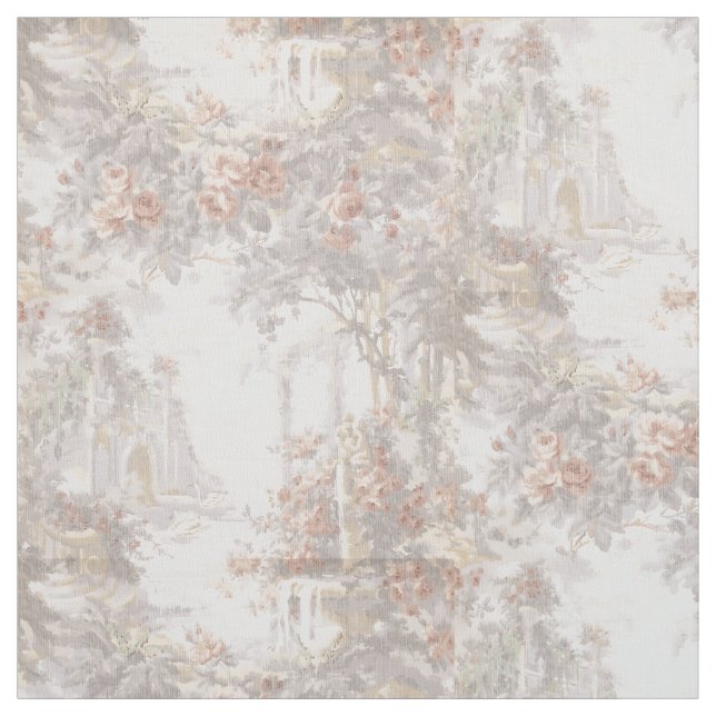 Vintage Swans Among Ruins Pattern Fabric (Swatch)