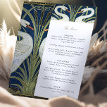Vintage Swans Art Deco Wedding Menu Card<br><div class="desc">Present your wedding feast with a touch of vintage flair using this Art Deco-inspired wedding menu card. The majestic swan motif at the top, rendered in a classic combination of navy blue, gold, and white, set a tone of refined elegance. The menu itself is printed in a sophisticated font, detailing...</div>