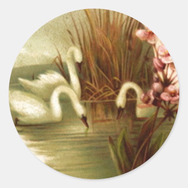 Vintage Swans Envelope Seal Sticker (Front)