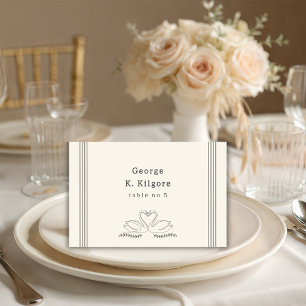 Vintage Swans Stripes Wedding Table Place Card