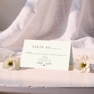 Vintage Swans Stripes Wedding Table Place Card