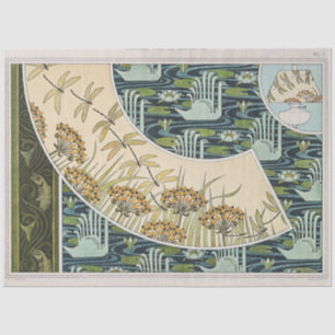Vintage Swans, Water Lilies and Dragonflies Tissue Paper