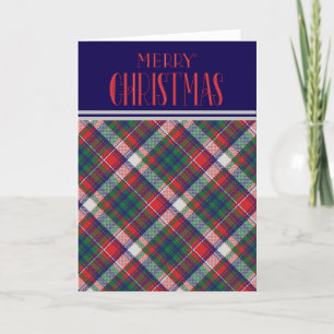 Vintage Sweater Tartan Blue Red Plaid Christmas Holiday Card