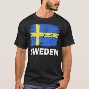 Vintage Sweden Swedish Flag Pride Support Swede T-Shirt