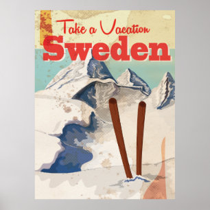 Vintage Sweden Travel Poster