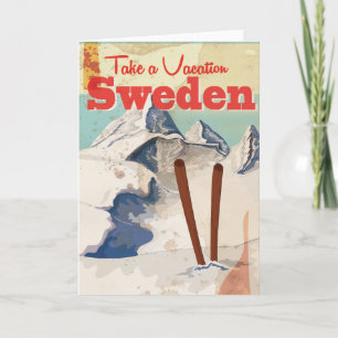 Vintage Sweden Travel Poster Holiday Card