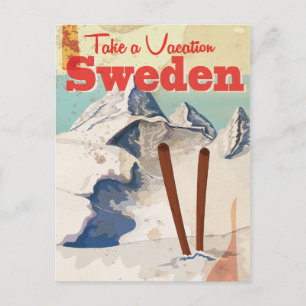 Vintage Sweden Travel Poster Postcard