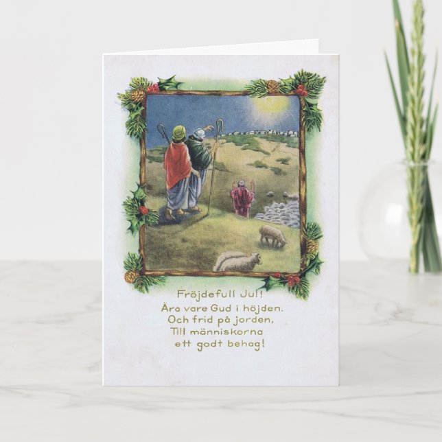 Vintage Swedish Christmas Card with Shepherds (Front)