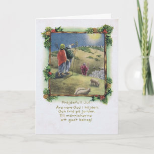 Vintage Swedish Christmas Card with Shepherds