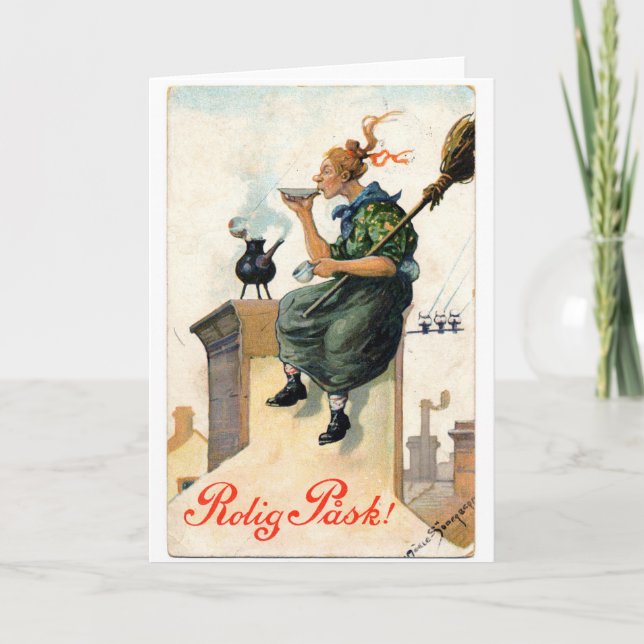 Vintage Swedish Easter painting card (Front)