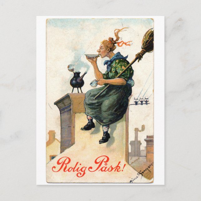 Vintage Swedish Easter painting card (Front)