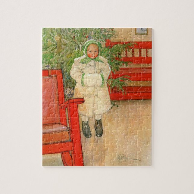Vintage Swedish Girl with Muff Christmas Jigsaw Puzzle (Vertical)
