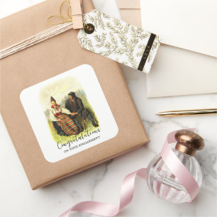 Vintage Swedish Traditional Dalecarlia Engagement Square Sticker