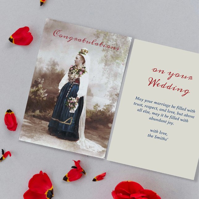 Vintage Swedish Traditional Dalecarlia Wedding Card (Creator Uploaded)