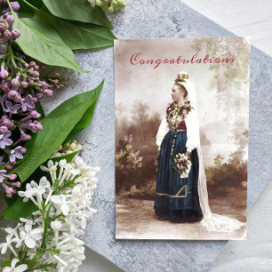 Vintage Swedish Traditional Dalecarlia Wedding Postcard