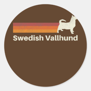 Vintage Swedish Vallhund Retro Mom Dad Dog  Classic Round Sticker