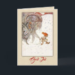 Vintage Swedish Yule Goat and Elf Holiday Card<br><div class="desc">An elf walking a Christmas goat through the snow. 1911 Illustration by Swedish artist John Bauer. Share Christmas greetings with your loved ones with this wonderfully nostalgic retro Vintage Christmas cards from yesteryear. Carefully digitally matted onto a vintage style ecru textured background to make it even more classic. Recapture the...</div>