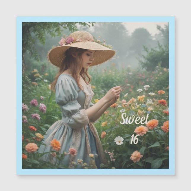 Vintage Sweet 16 magnetic Birthday Card (Front)