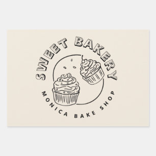 Vintage Sweet Bakery Logo Wrapping Paper Sheet