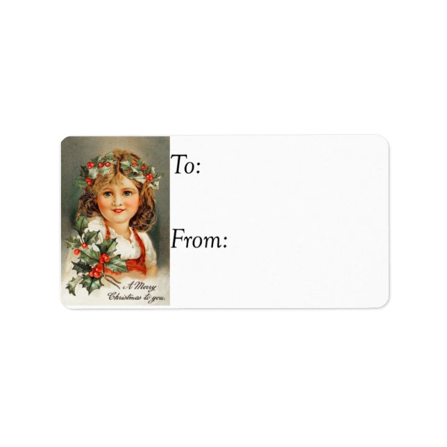 Vintage Sweet Christmas Girl Gift Tag (Front)