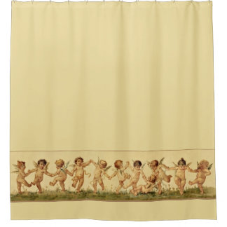 Vintage Sweet Happily Dancing Cherubs Angels Shower Curtain