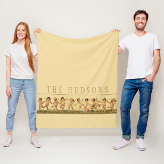 Vintage Sweet Happily Dancing Cherubs Personalised Fleece Blanket