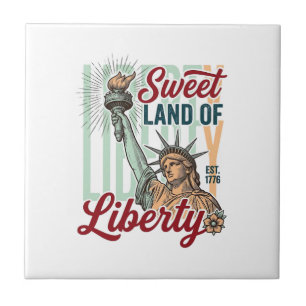 Vintage Sweet Land of Liberty Patriotic Shirt Desi Tile