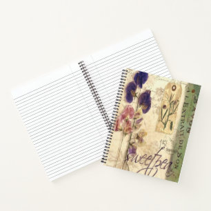 Vintage sweet pea notebook
