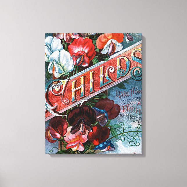 Vintage Sweet Peas Canvas Print (Front)