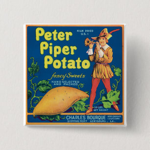 Vintage Sweet Potato Food Product Label 15 Cm Square Badge