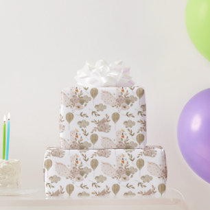 Vintage Sweet Swan, Floral Bouquet, Balloons Wrapp Wrapping Paper