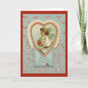 Vintage Sweet tiny hearts Valentine on faux lace Holiday Card