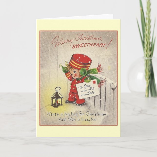 Vintage Sweetheart Christmas Greeting Card (Front)